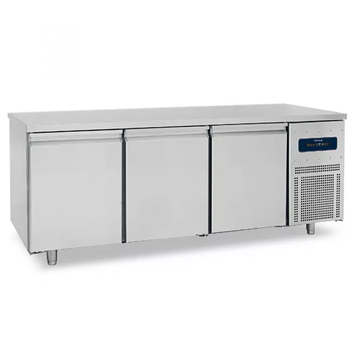 Bäckereitiefkühltisch 3-türig 600x400 mm, Edelstahlarbeitsplatte, -10°/-22°C - WiFi